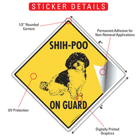 Shih-Poo On Guard Dog Signs or Sticker - 0