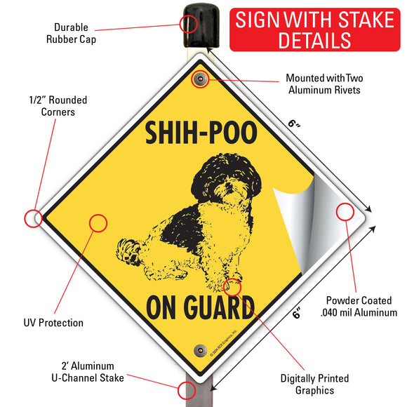 Shih-Poo On Guard Dog Signs or Sticker