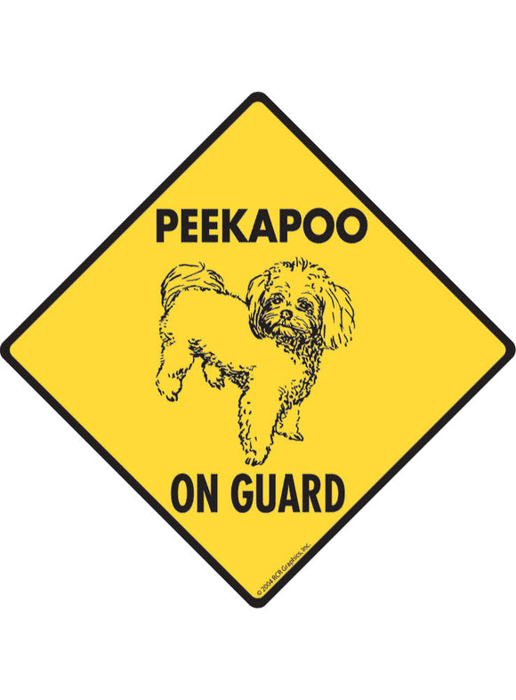 Peekapoo On Guard Sign or Sticker