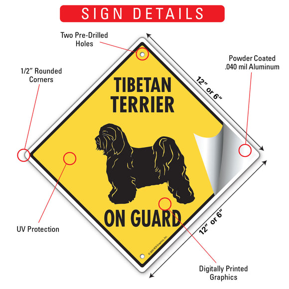 Tibetan Terrier On Guard Dog Signs or Sticker