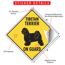 Tibetan Terrier On Guard Dog Signs or Sticker - 0