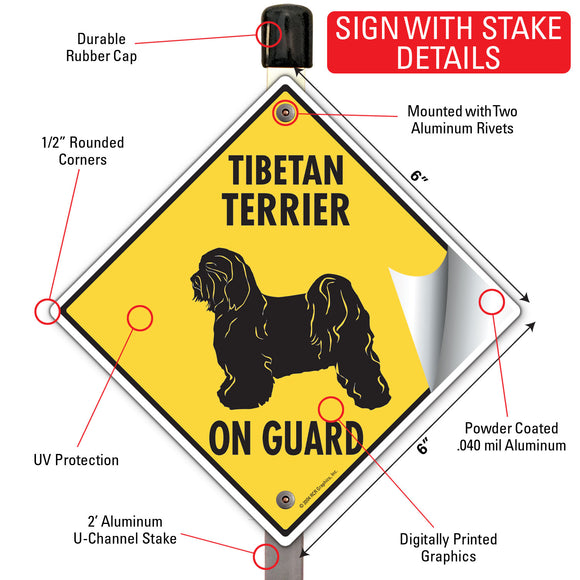 Tibetan Terrier On Guard Dog Signs or Sticker