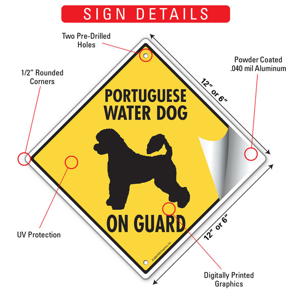 Portuguese Water Dog On Guard Signs or Sticker