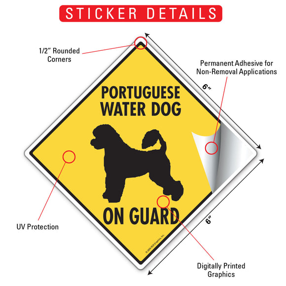 Portuguese Water Dog On Guard Signs or Sticker
