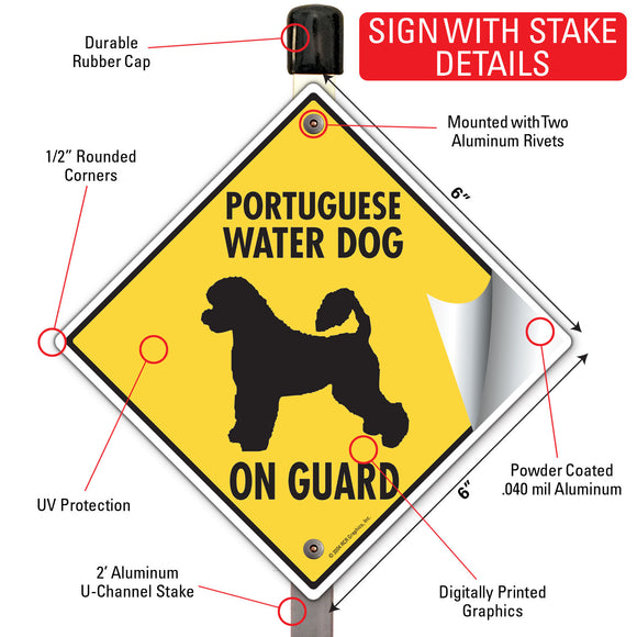 Portuguese Water Dog On Guard Signs or Sticker
