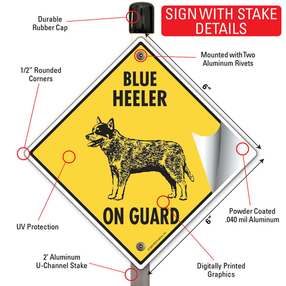 Blue Heeler On Guard Dog Signs or Sticker