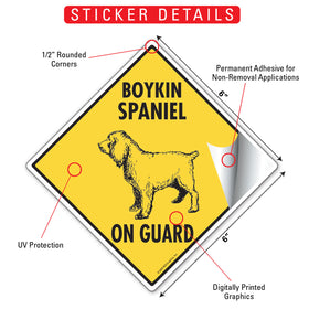 Boykin Spaniel On Guard Dog Signs or Sticker - 0