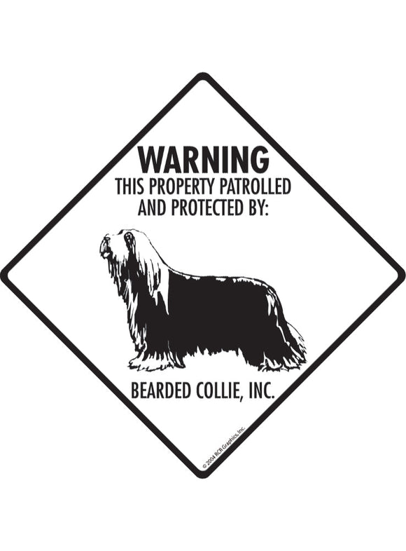 Bearded Collie - Warning! Property Sign or Sticker