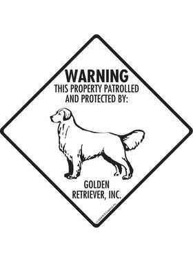 Golden Retriever - Warning! Property Sign or Sticker
