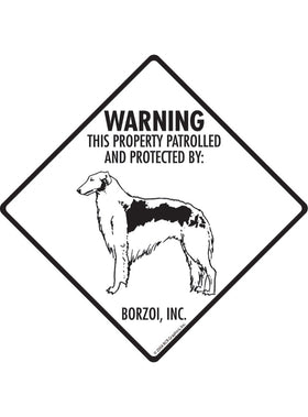 Borzoi - Warning! Property Sign or Sticker