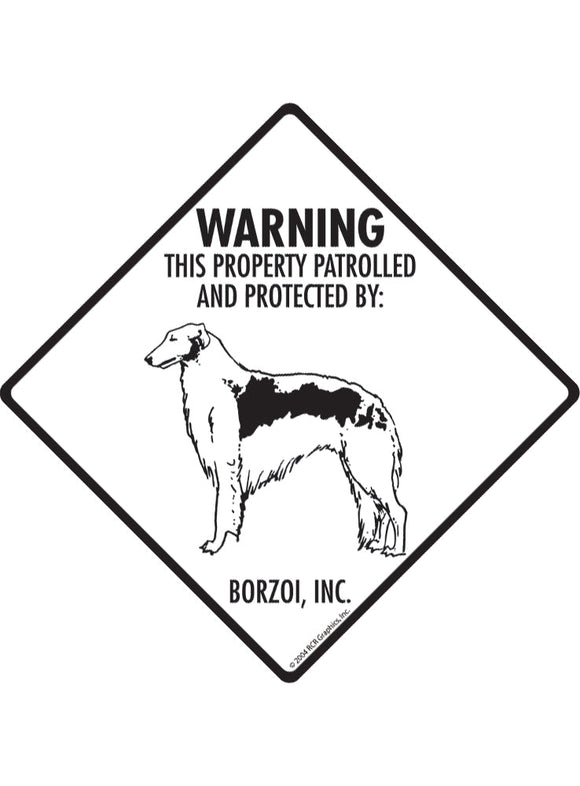 Borzoi - Warning! Property Sign or Sticker