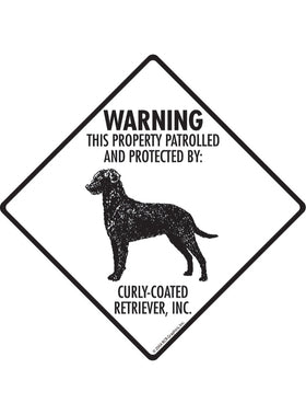 Curly-Coated Retriever - Warning! Property Sign or Sticker