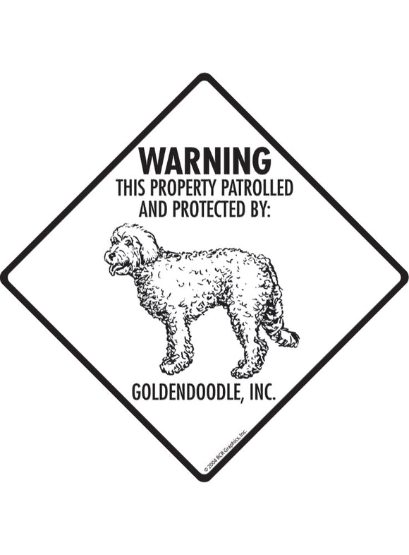 Goldendoodle - Warning! Property Sign or Sticker