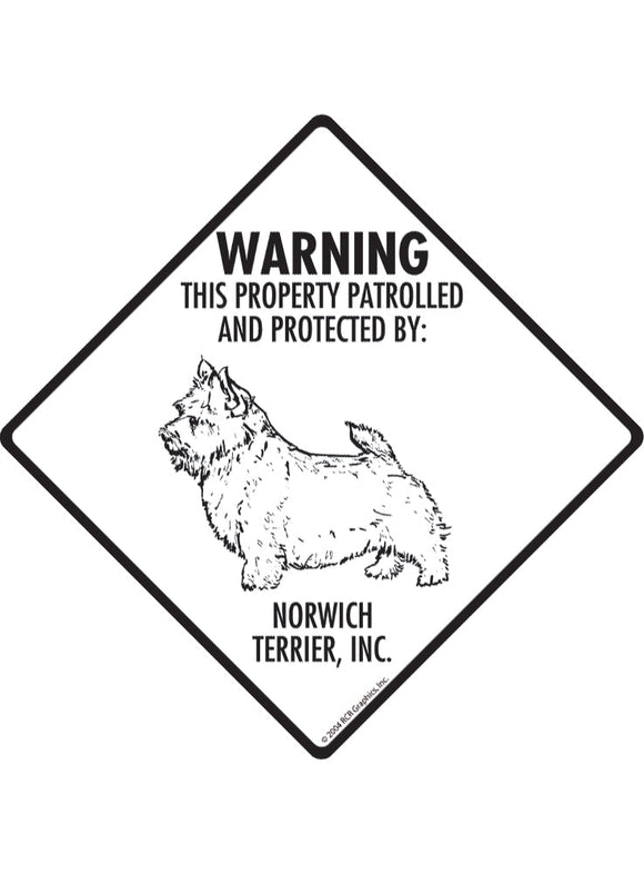 Norwich Terrier - Warning! Property Sign or Sticker