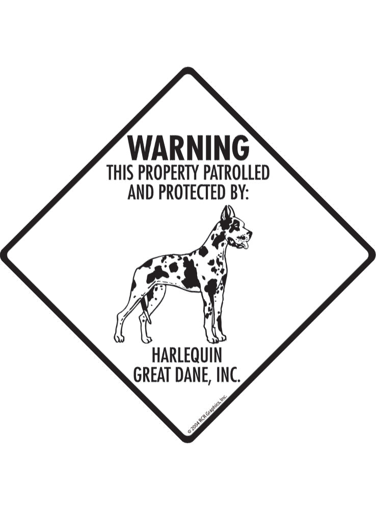 Harlequin Great Dane - Warning! Property Sign or Sticker