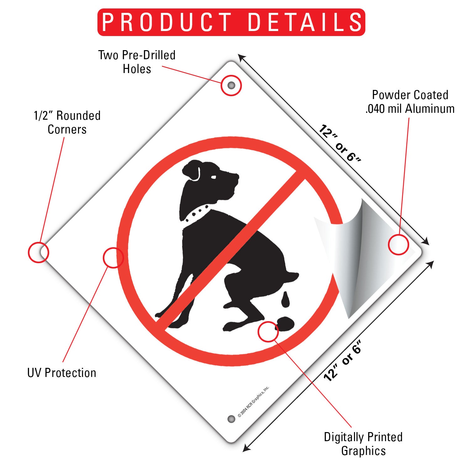 No Dog Pooping Signs or Sticker