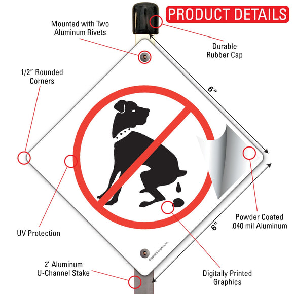 No Dog Pooping Signs or Sticker
