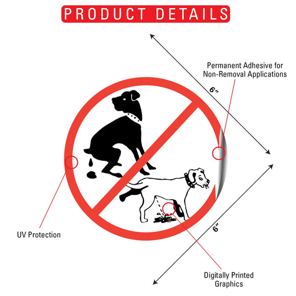 No Dog Pooping and Peeing Signs or Sticker