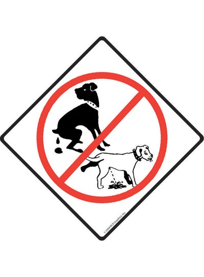 No Dog Pooping and Peeing Exterior Aluminum Dog Pooping and Peeing Sign or Sticker