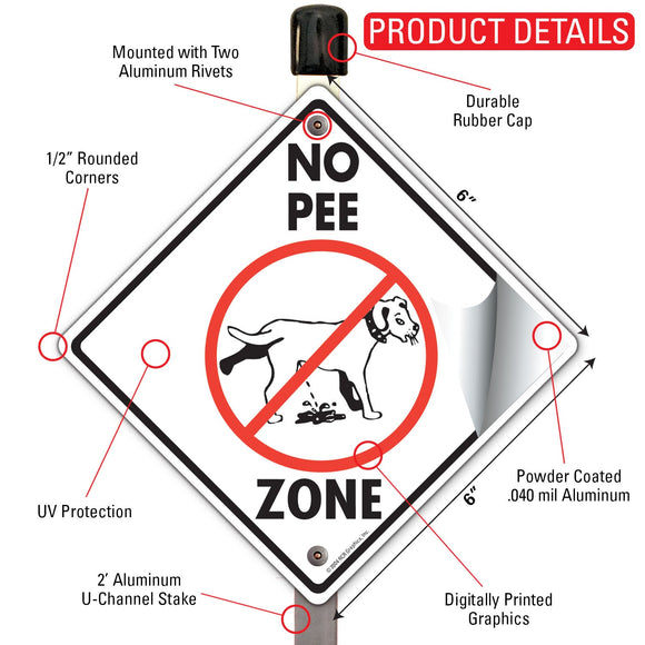 No Dog Pee Zone Signs or Sticker