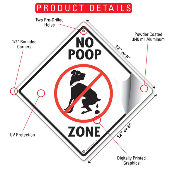 No Dog Poop Zone Signs or Sticker