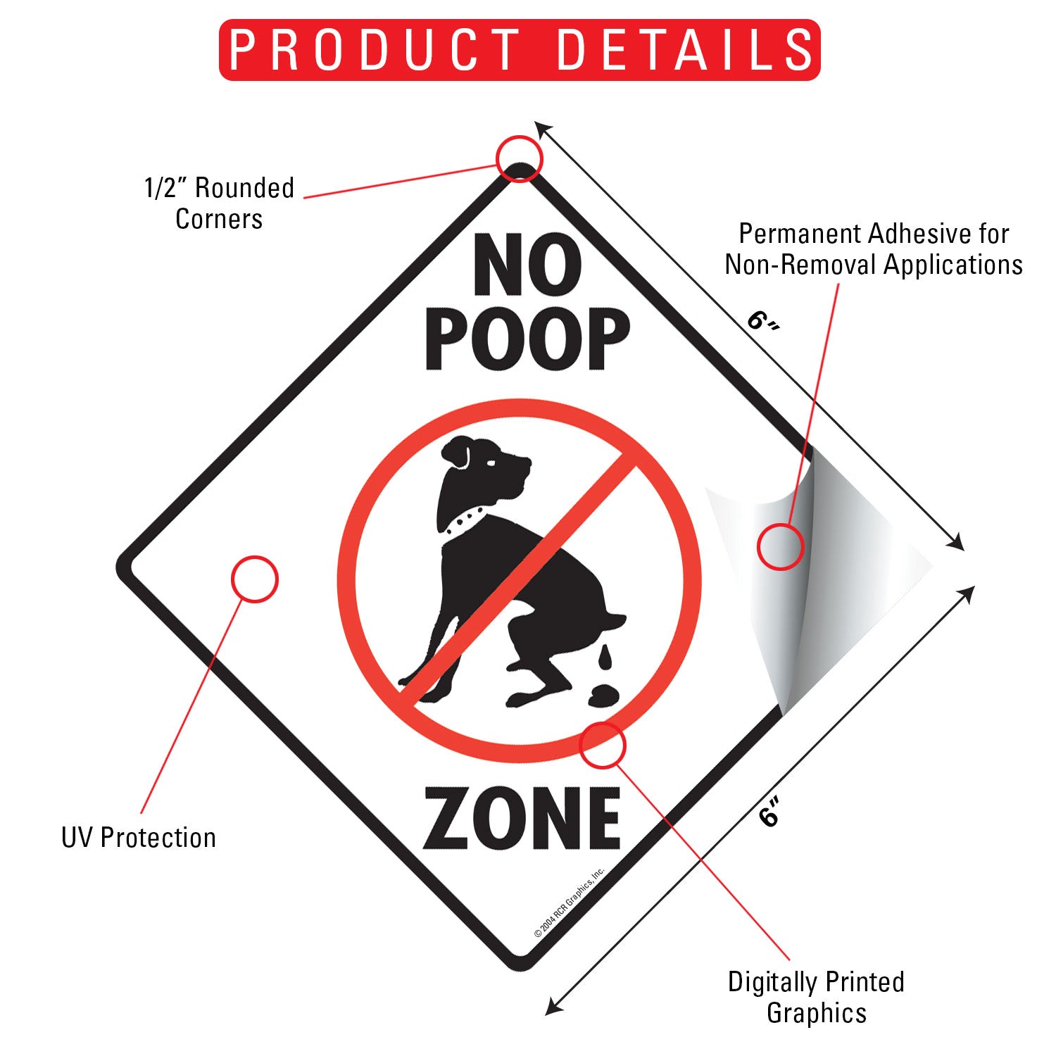 No Dog Poop Zone Signs or Sticker - 0