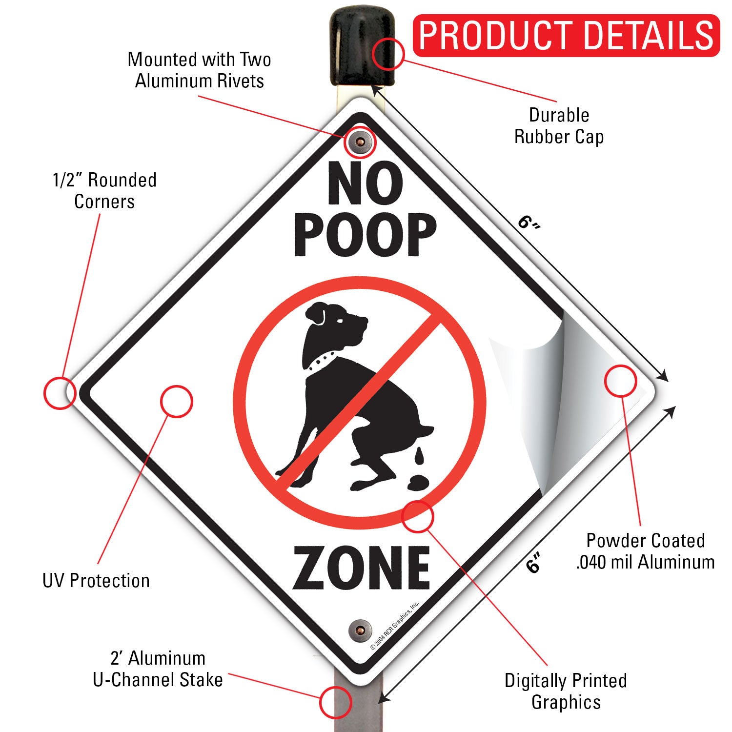 No Dog Poop Zone Signs or Sticker