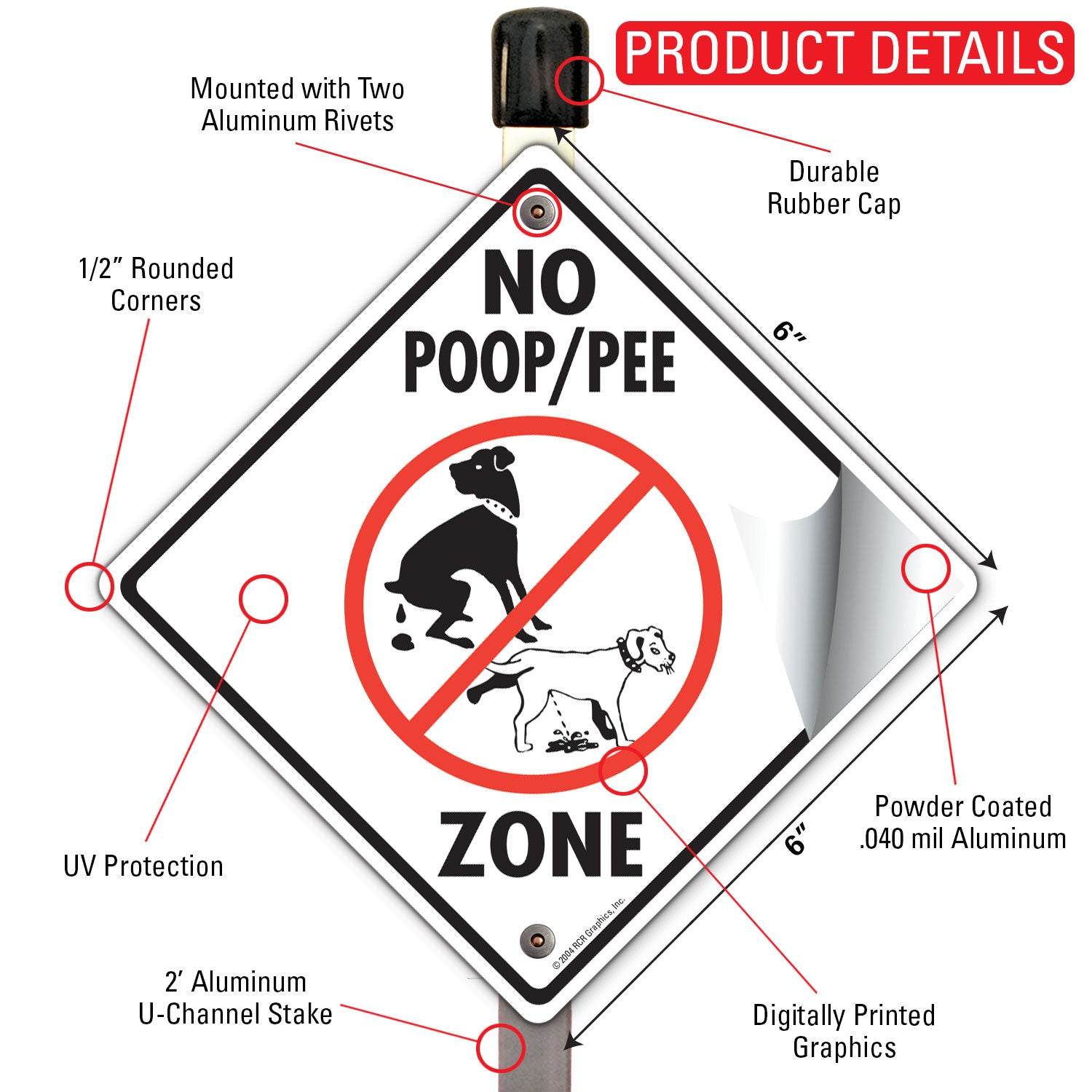 No Dog Poop and Pee Zone Signs or Sticker