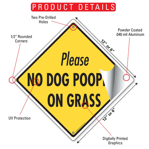 No Dog Pooping on Grass Signs or Sticker
