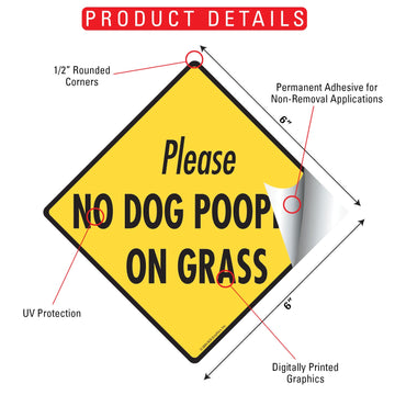 No Dog Pooping on Grass Signs or Sticker - 0
