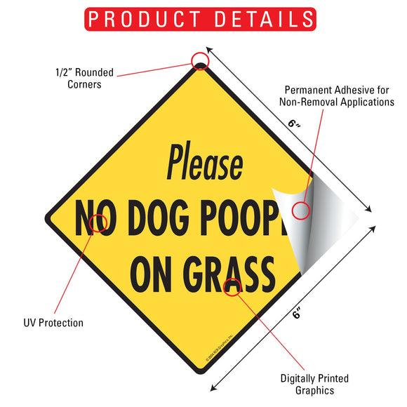 No Dog Pooping on Grass Signs or Sticker