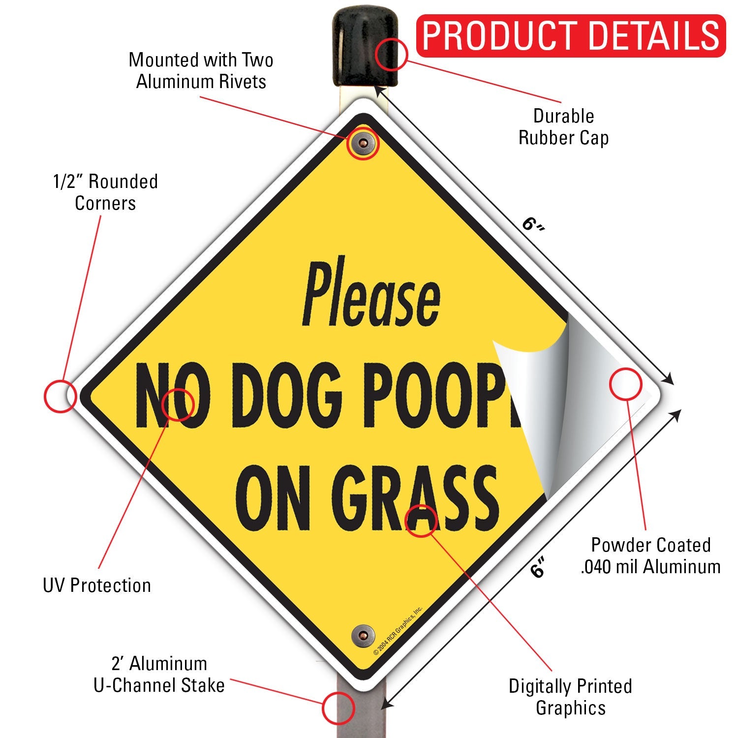 No Dog Pooping on Grass Signs or Sticker