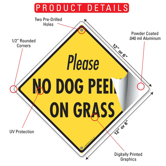 No Dog Peeing on Grass Signs or Sticker