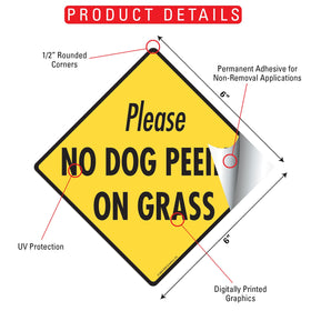 No Dog Peeing on Grass Signs or Sticker - 0