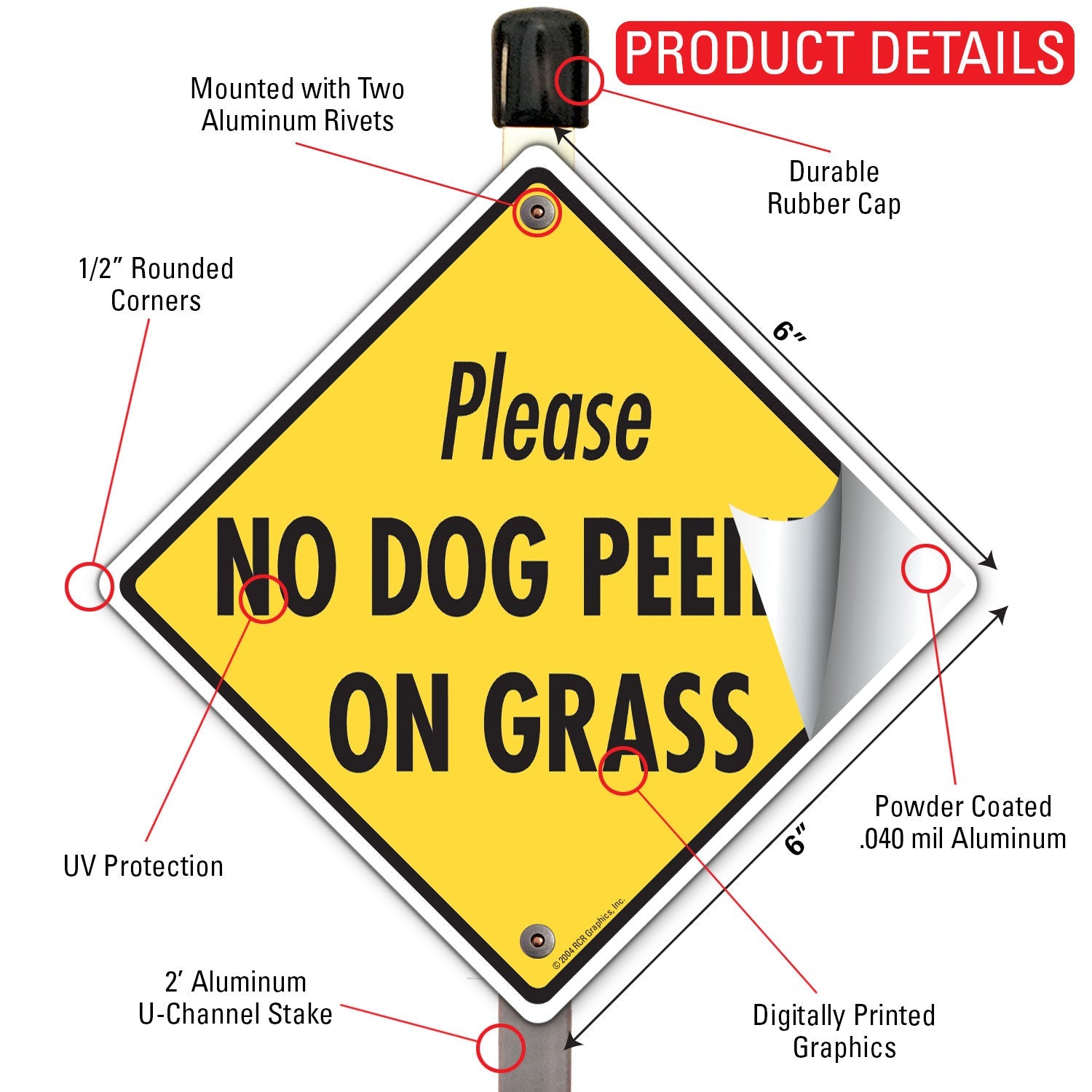 No Dog Peeing on Grass Signs or Sticker