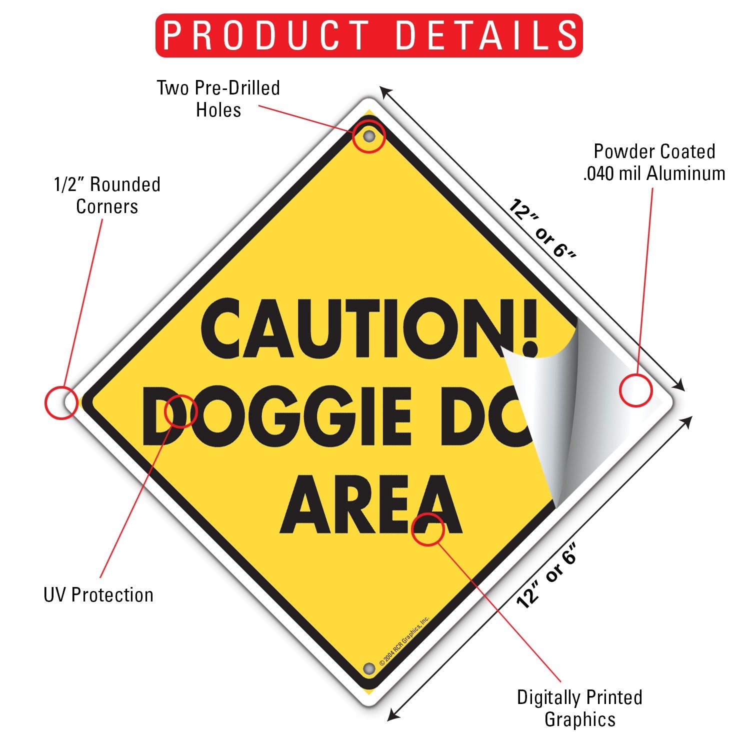 Caution! Doggie Doo Area Signs or Sticker