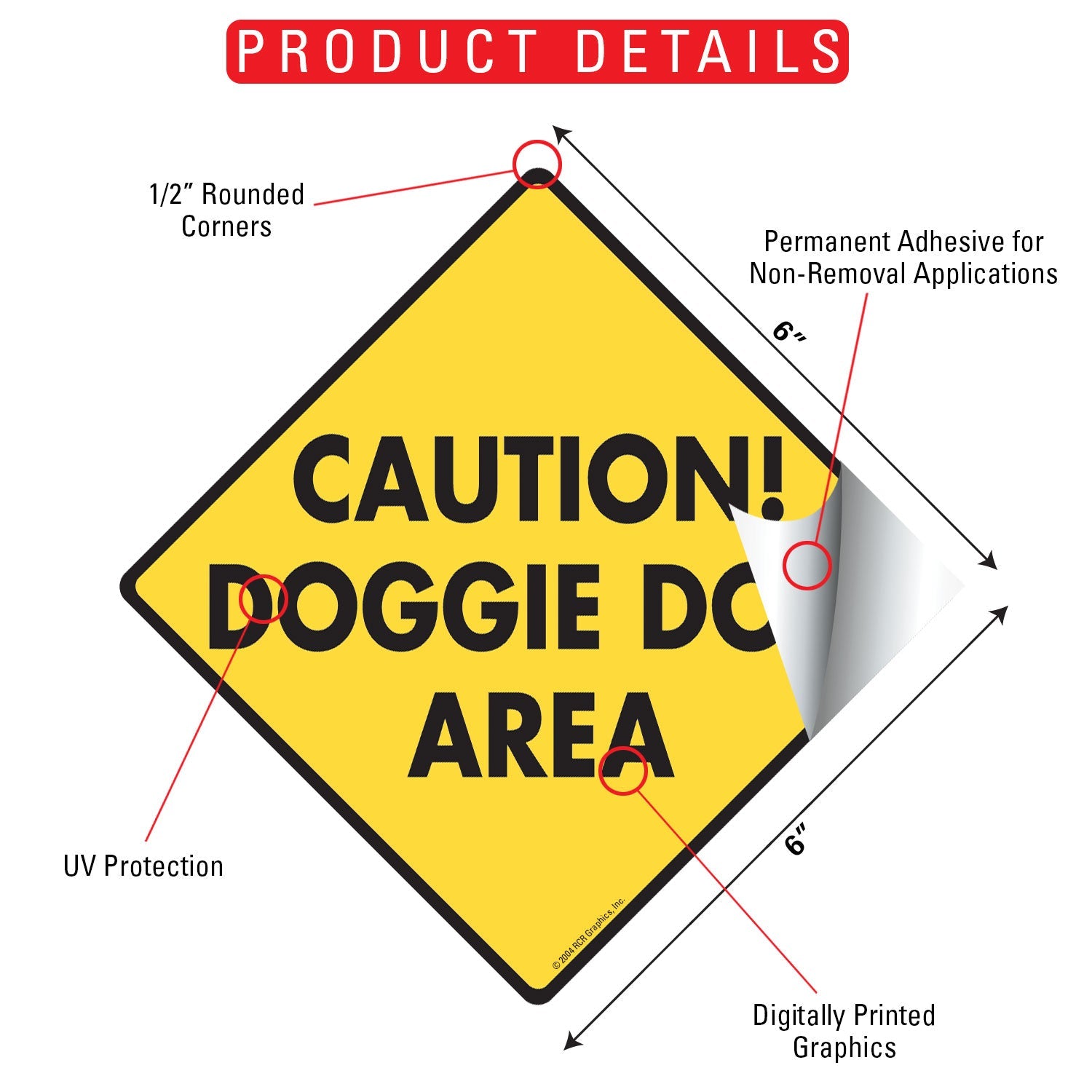 Caution! Doggie Doo Area Signs or Sticker - 0