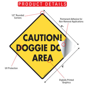 Caution! Doggie Doo Area Signs or Sticker - 0