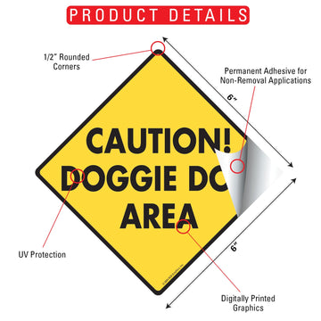 Caution! Doggie Doo Area Signs or Sticker - 0