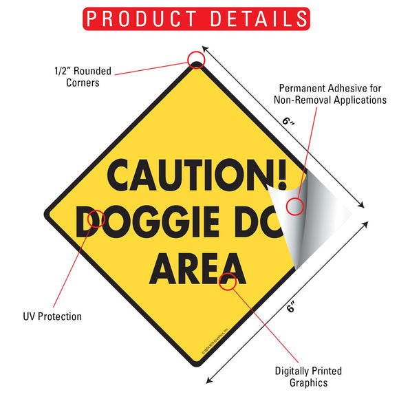 Caution! Doggie Doo Area Signs or Sticker