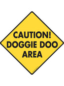 Caution! Doggie Doo Area Exterior Aluminum Dog Pooping Sign or Vinyl Sticker