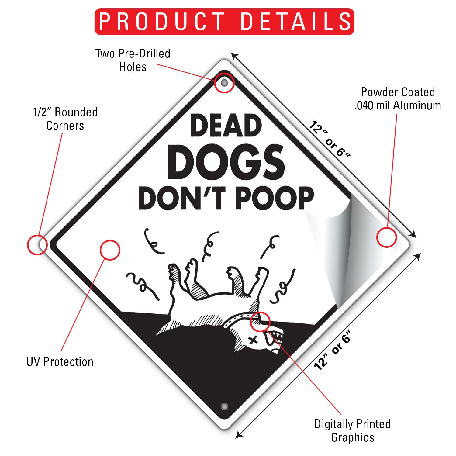 Dead Dogs Don't Poop Dog Poop Dog Poop Signs or Sticker