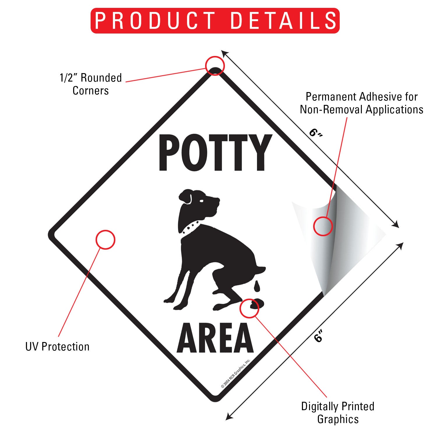 Potty Area with Dog Pooping Signs or Sticker - 0