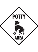 Potty Area with Dog Pooping Exterior Aluminum Dog Pooping Sign or Vinyl Sticker