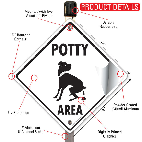 Potty Area with Dog Pooping Signs or Sticker