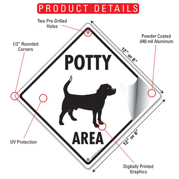 Potty Area with Dog Standing Signs or Sticker
