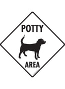 Potty Area with Dog Standing Exterior Aluminum Dog Pooping Sign or Vinyl Sticker