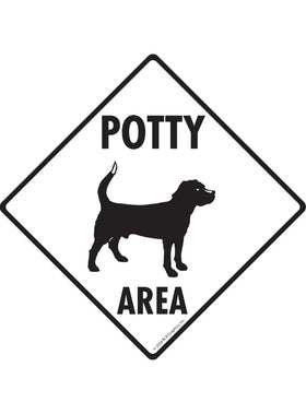 Potty Area with Dog Standing Exterior Aluminum Dog Pooping Sign or Vinyl Sticker