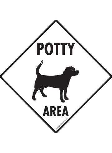 Potty Area with Dog Standing Exterior Aluminum Dog Pooping Sign or Vinyl Sticker