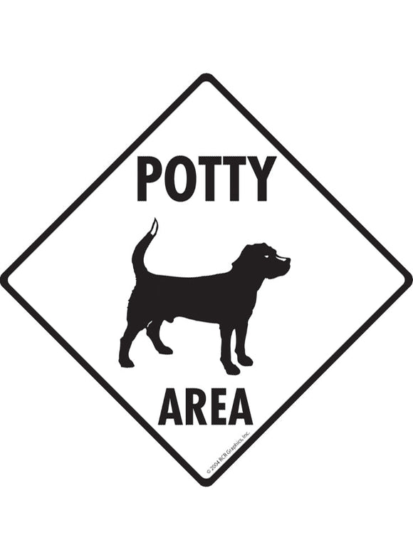 Potty Area with Dog Standing Exterior Aluminum Dog Pooping Sign or Vinyl Sticker